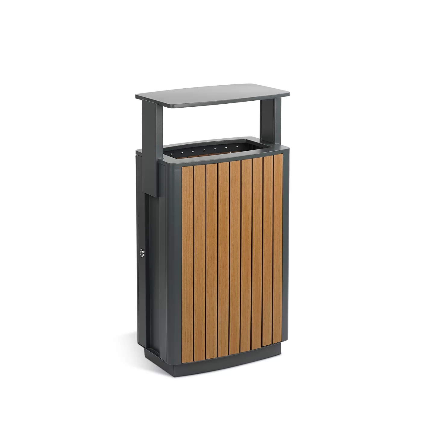 50L galvanized steel outdoor trash bin with PS slats - OTM-16A