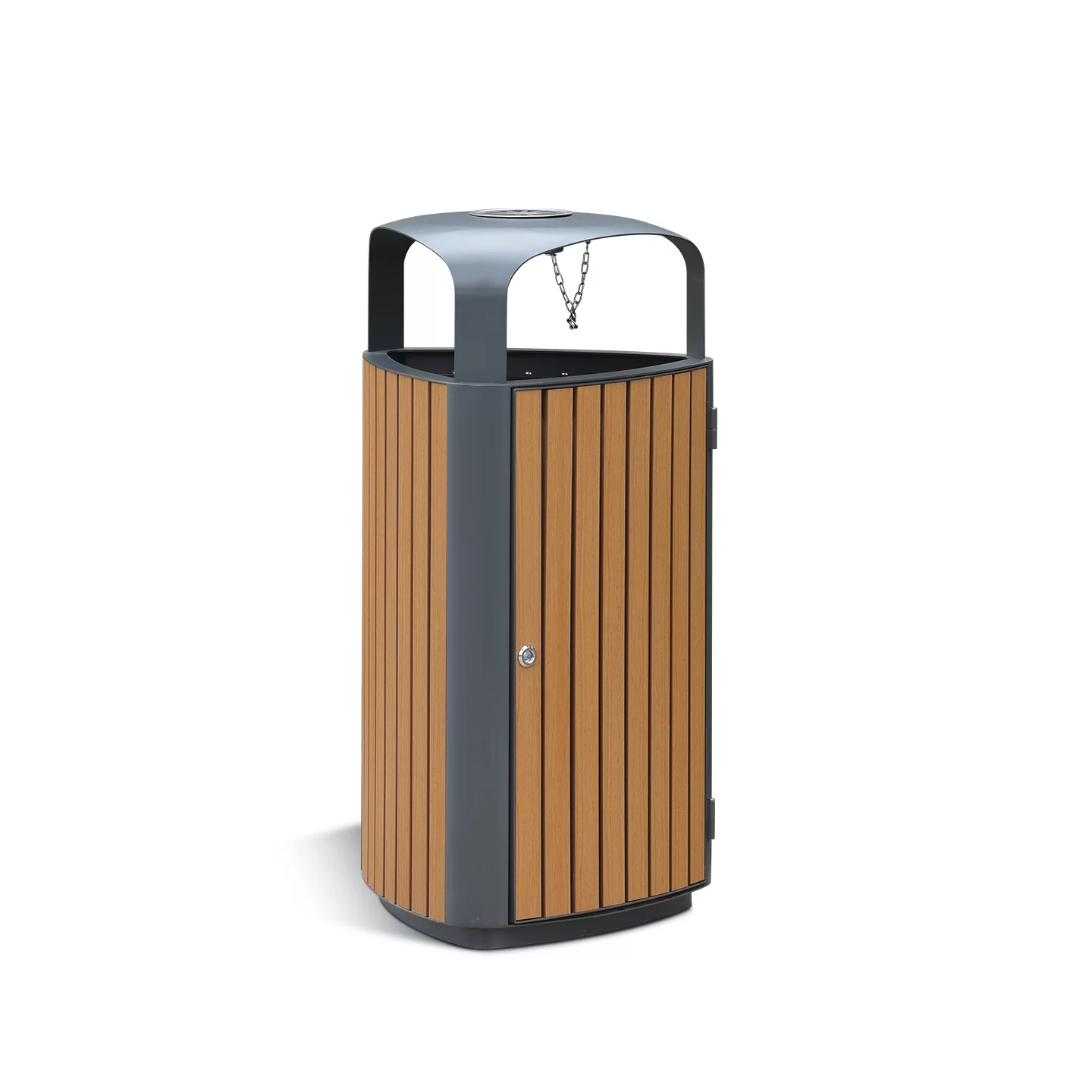 40L galvanized steel outdoor trash bin with PS slats - OTM-15