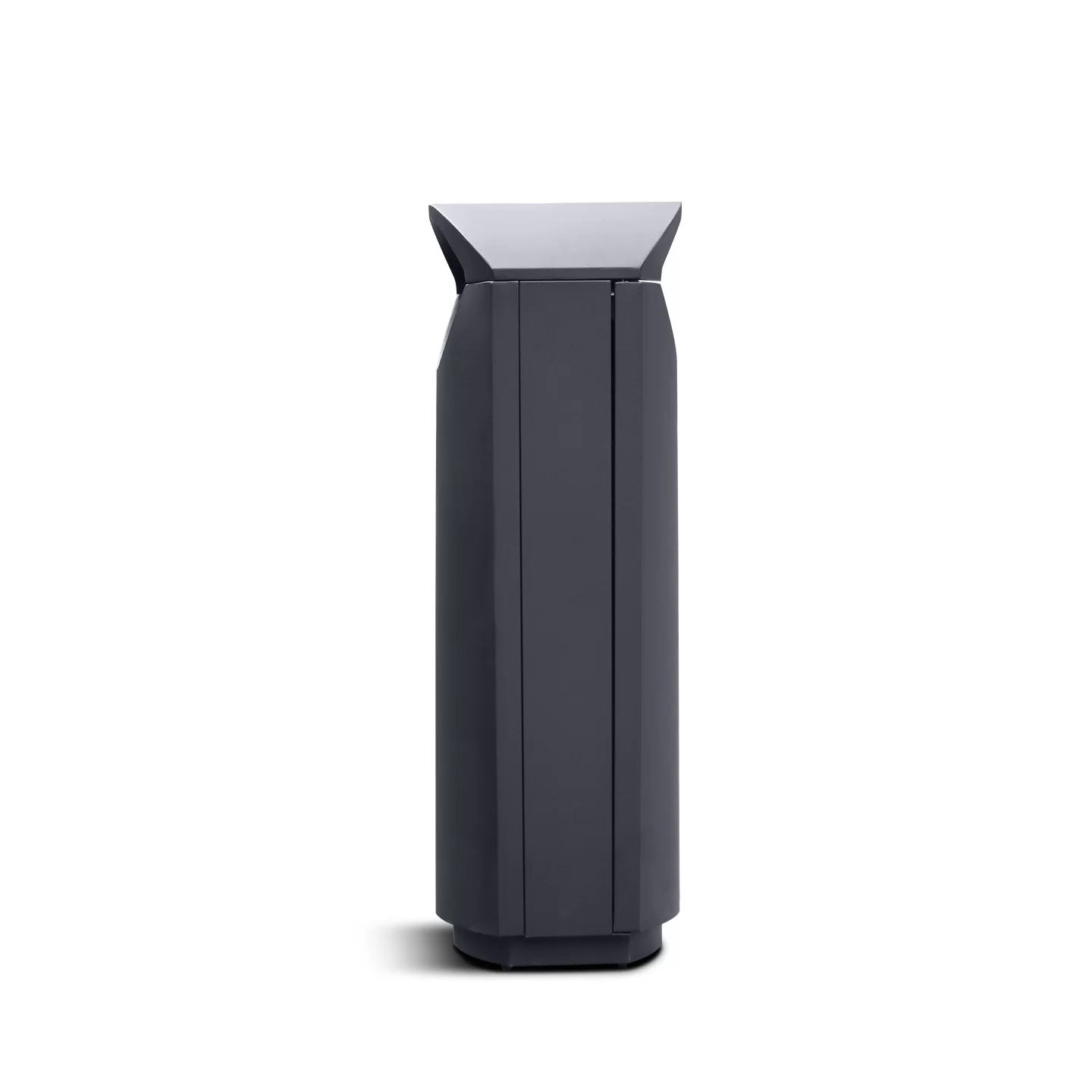 Side view of OTB-14 floor-standing metal waste receptacle