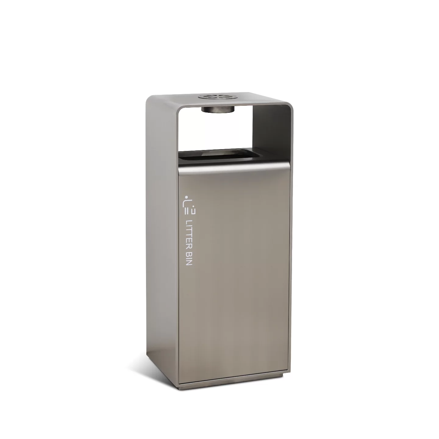 55L metal outdoor trash bin with wood-look panels - OTX-02C