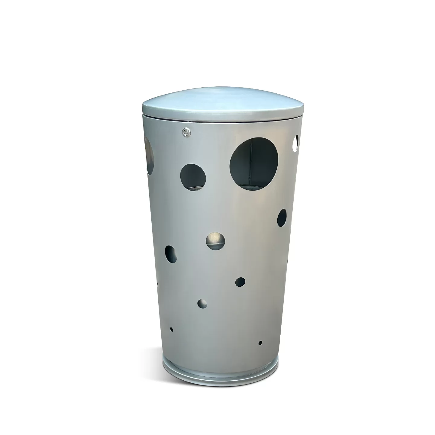 50L round galvanized steel outdoor trash can with flip-top lid - OTB-28