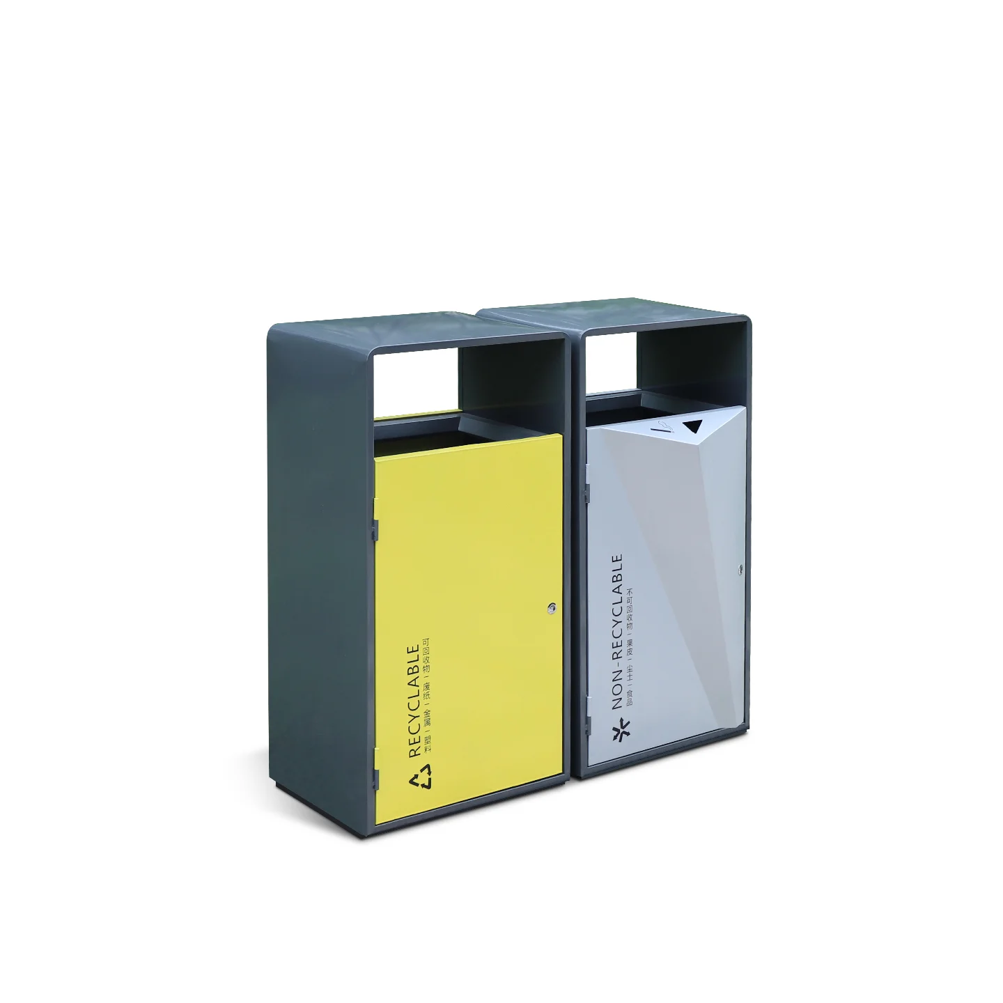 80L modular metal outdoor waste bin for municipal spaces - OTB-422