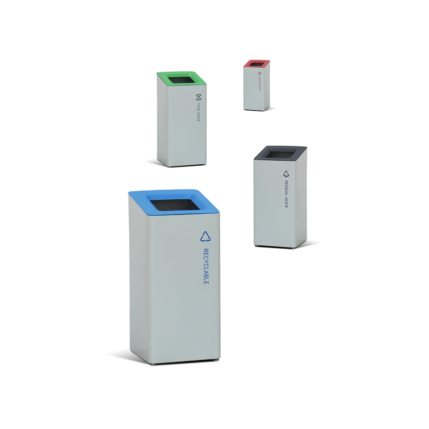 set of 45L color-coded indoor recycling bins - OTB-37