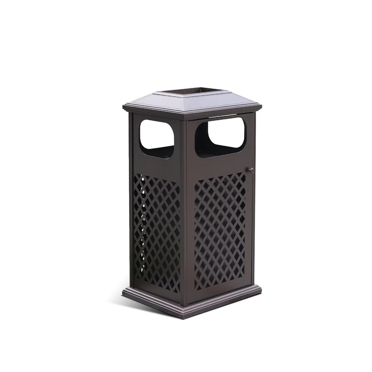 OTL-07 48L cast aluminum outdoor litter bin with integrated ashtray