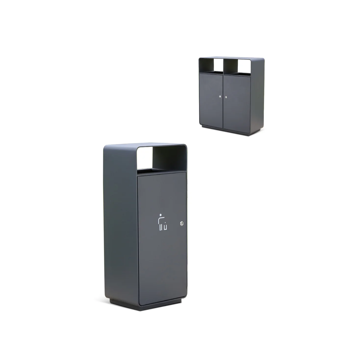 single and dual galvanized steel outdoor waste bins - OTB-04