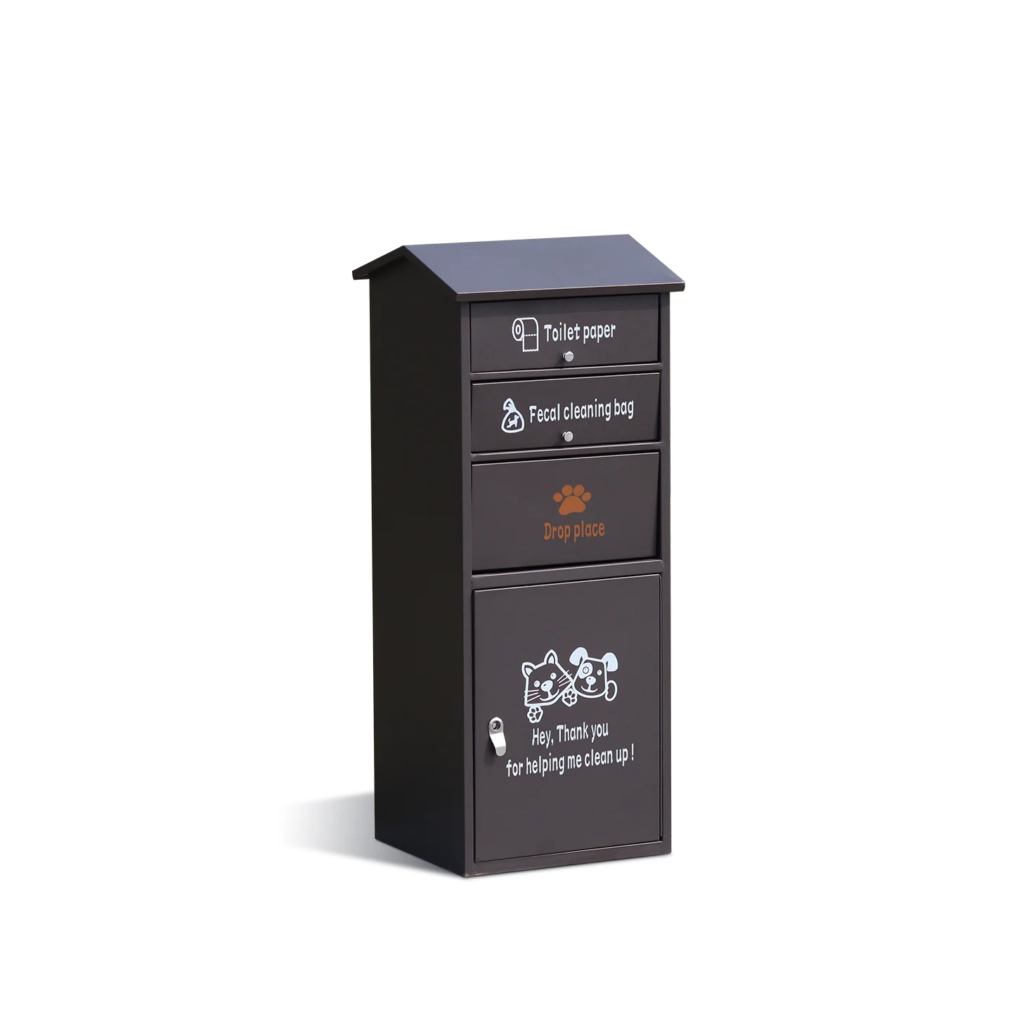 24L galvanized steel outdoor dog waste station with bag dispenser - OTB-05