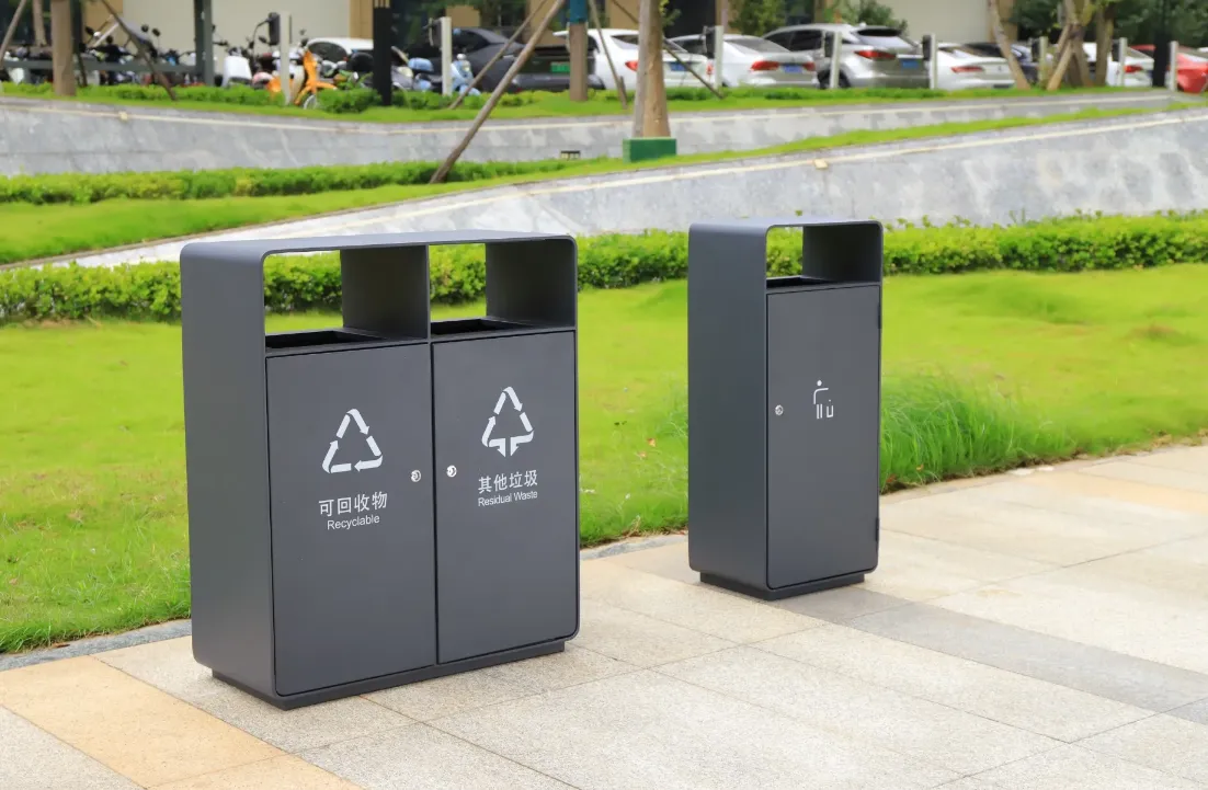 粉末涂层镀锌钢户外垃圾桶