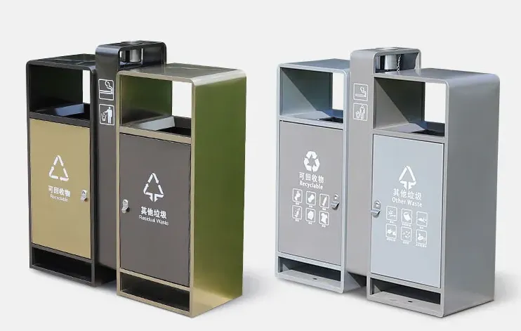 适用于商业场所的304不锈钢户外垃圾桶