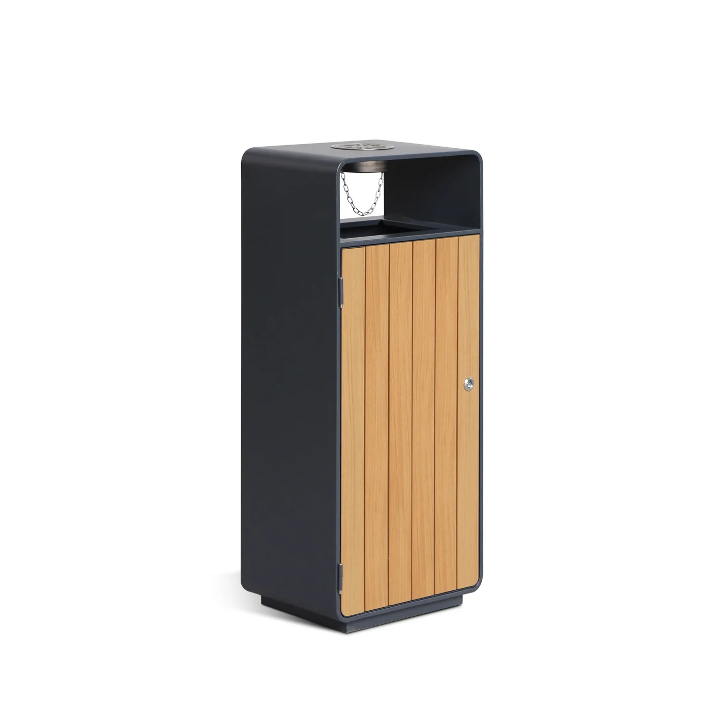 50L wood-slat commercial street trash can - OTM-04BS